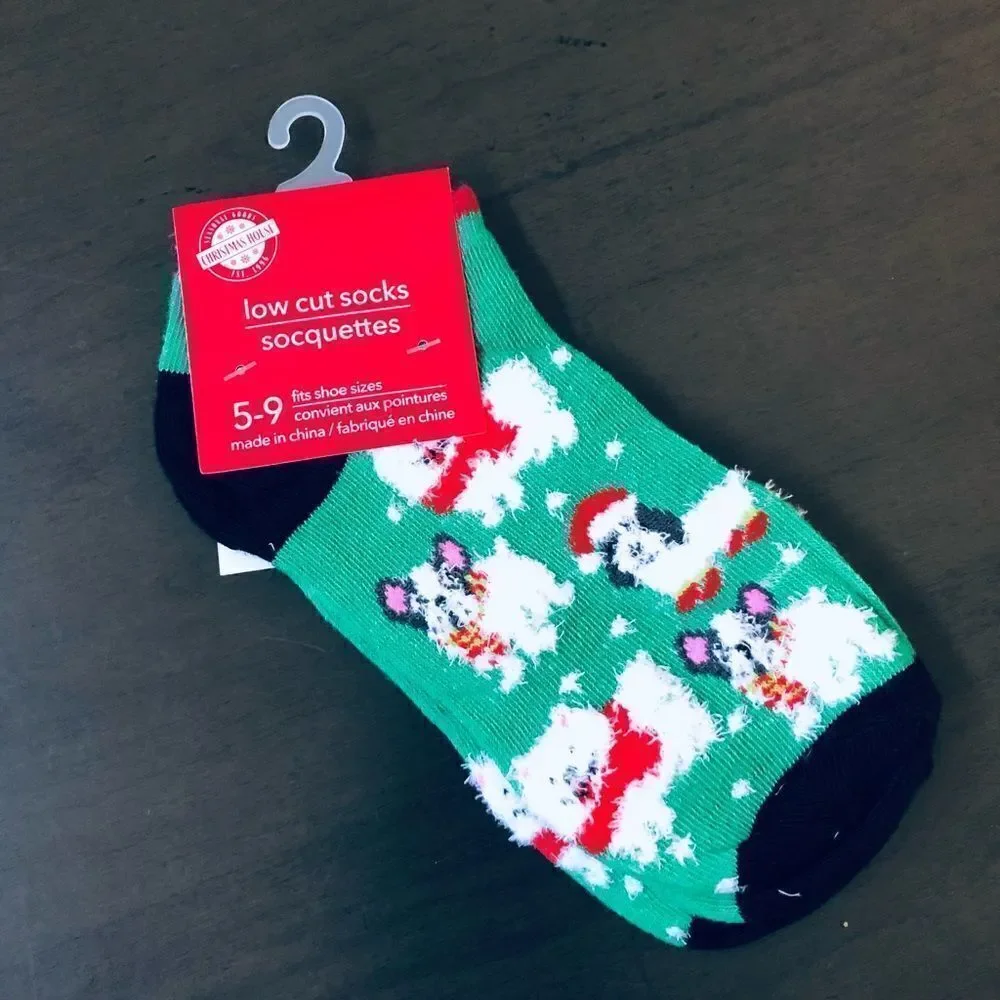 Christmas Dog Print Dachshund Frenchie Boston Terrier Socks Bundle